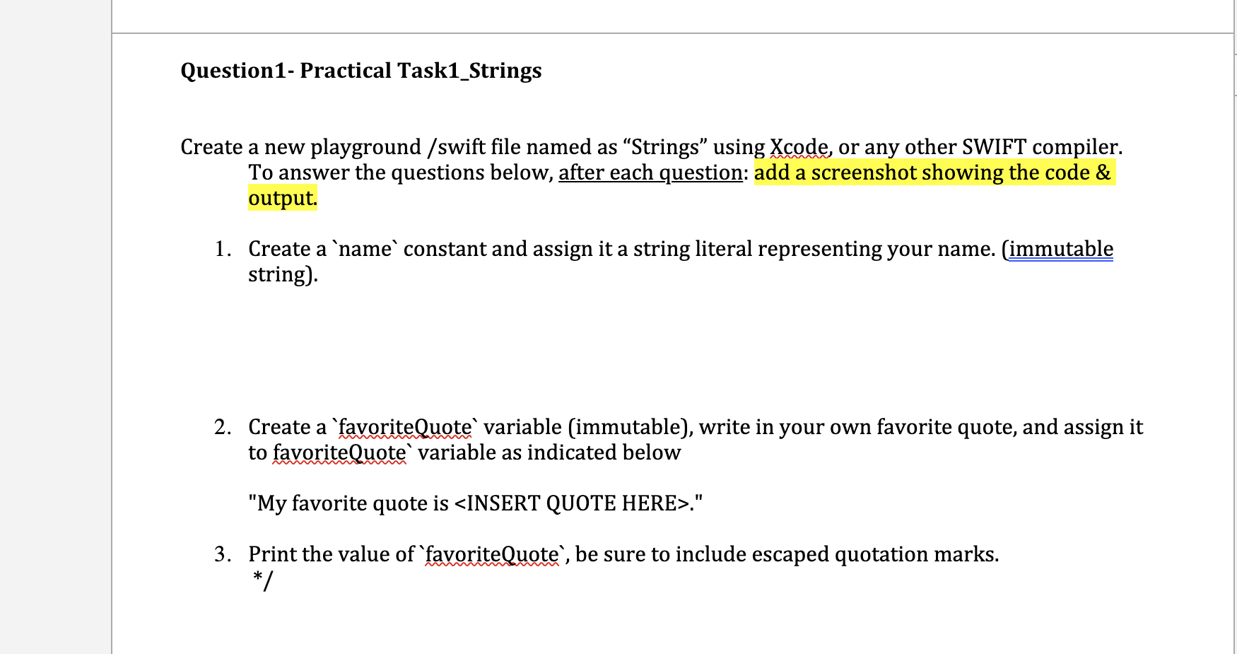 Solved Question1-Practical Task1_Strings Create a new | Chegg.com