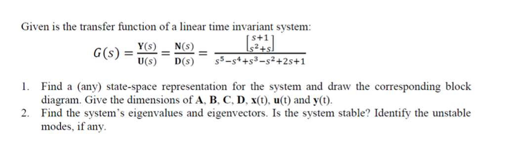 Given is the transfer function of a linear time | Chegg.com