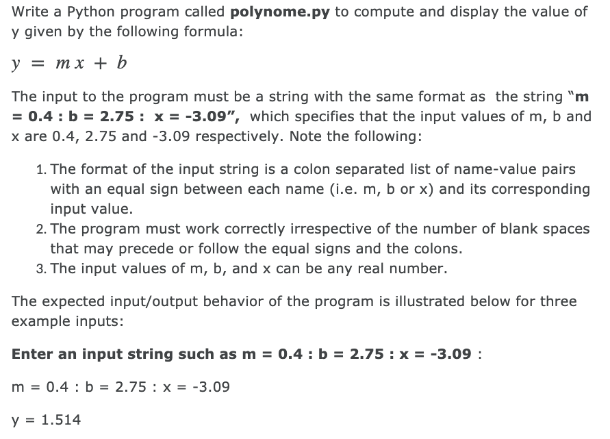 Solved Write a Python program called polynome.py to compute | Chegg.com