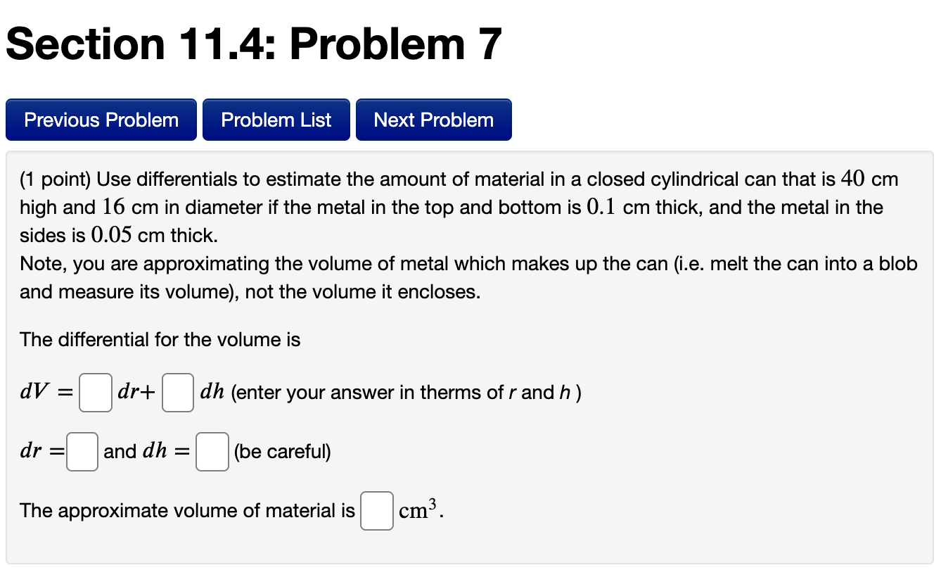 Solved Section 11.4: Problem 7 Previous Problem Problem List | Chegg.com