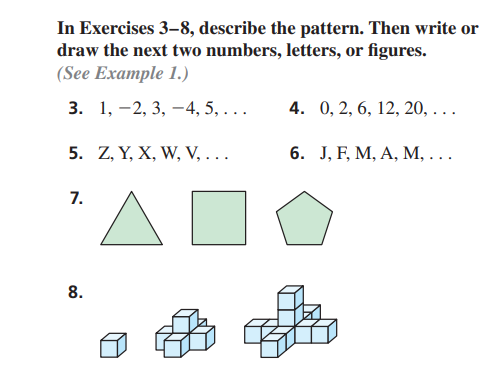 Solved In Exercises 3 8 Describe The Pattern Then Write Chegg Com