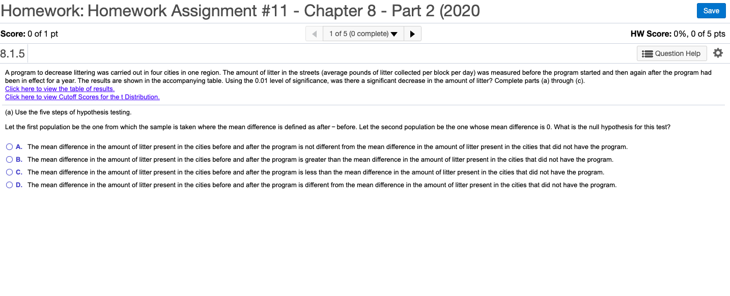 Solved Homework: Homework Assignment #11 - Chapter 8 - Part | Chegg.com