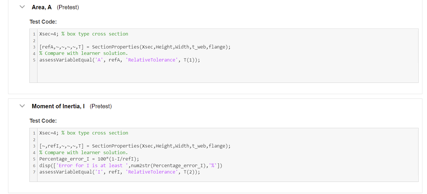 Solved Beam Cross-Sectional Properties My Solutions Matlab | Chegg.com