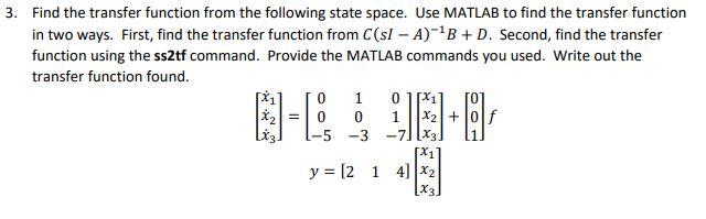Solved 3. Find the transfer function from the following | Chegg.com