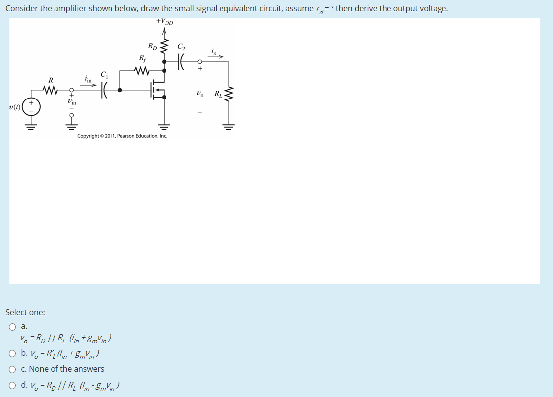 Solved Consider the amplifier shown below, draw the small | Chegg.com