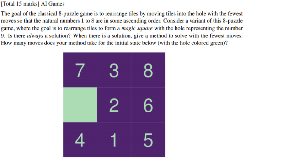 Solved Total 15 Marks AI Games The Goal Of The Classical Chegg