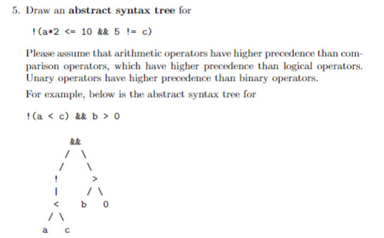Solved 5. Draw an abstract syntax tree for ! (a∗2