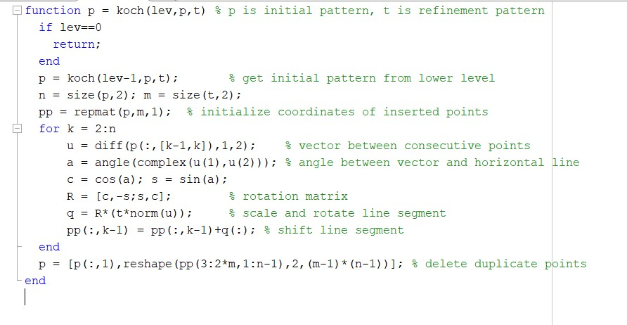 P8.6.1 Plot the Koch curve for the following initial | Chegg.com