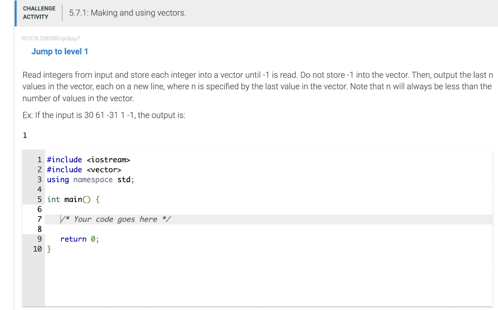 Solved CHALLENGE ACTIVITY 5.7.1: Making and using vectors. | Chegg.com