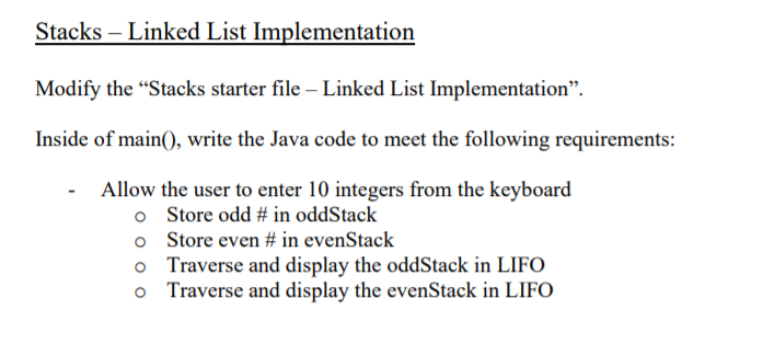 linked list stack java questions csci
