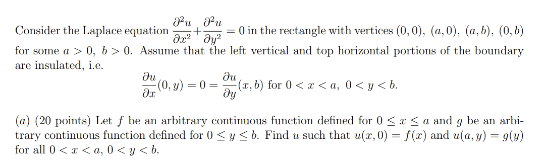 Solved Consider The Laplace Equation ∂x2∂2u+∂y2∂2u=0 In The | Chegg.com