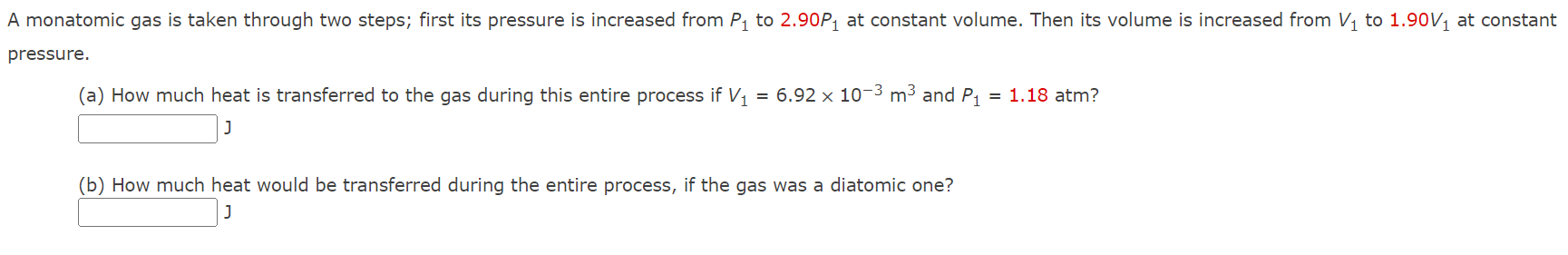 Solved A monatomic gas is taken through two steps; first its | Chegg.com