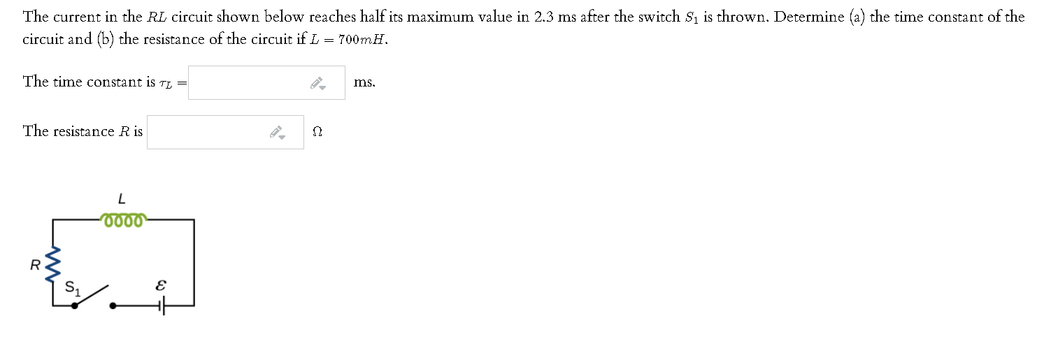 Solved The current in the RL circuit shown below reaches | Chegg.com
