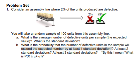 Solved Problem Set 1. Consider an assembly line where 2% of | Chegg.com