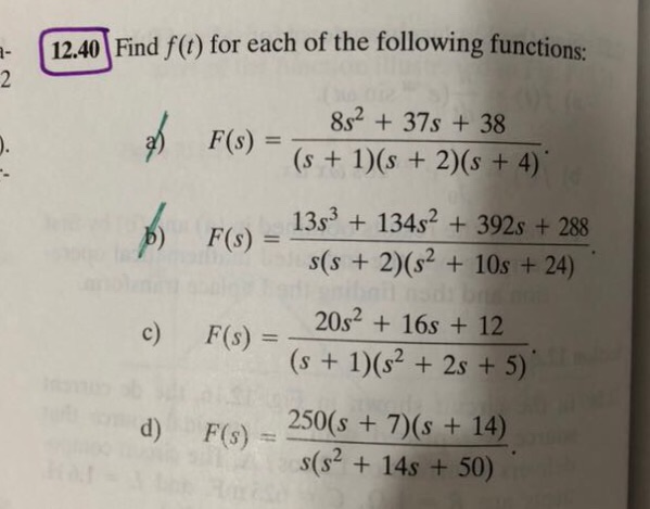 Solved 12.40| Find f() for each of the following functions | Chegg.com