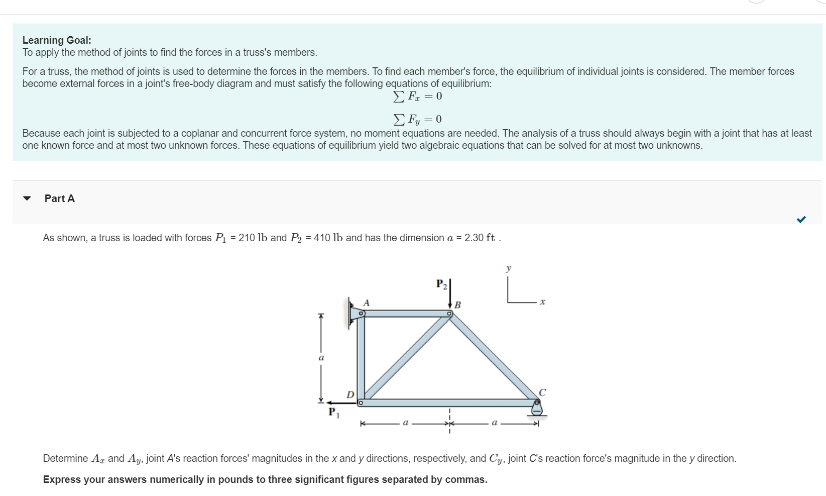 Solved Learning Goal: To Apply The Method Of Joints To Find | Chegg.com