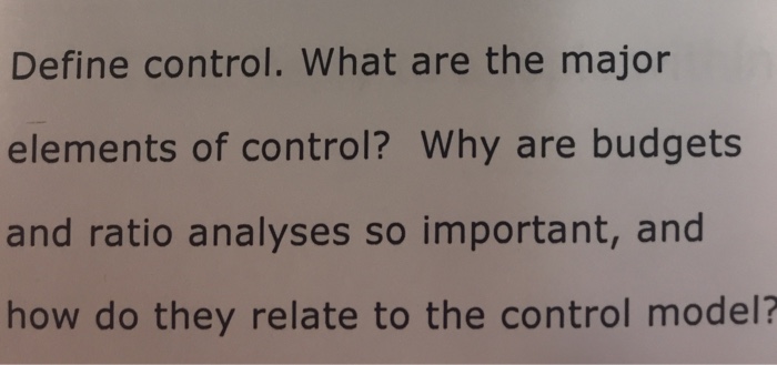 Solved Define control. What are the major elements of | Chegg.com