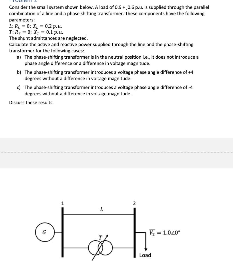 Solved Consider the small system shown below. A load of | Chegg.com