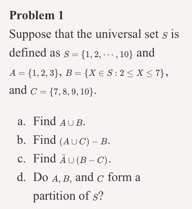 problem solving of universal set