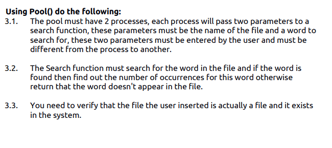 Solved Using Pool() do the following: 3.1. The pool must | Chegg.com