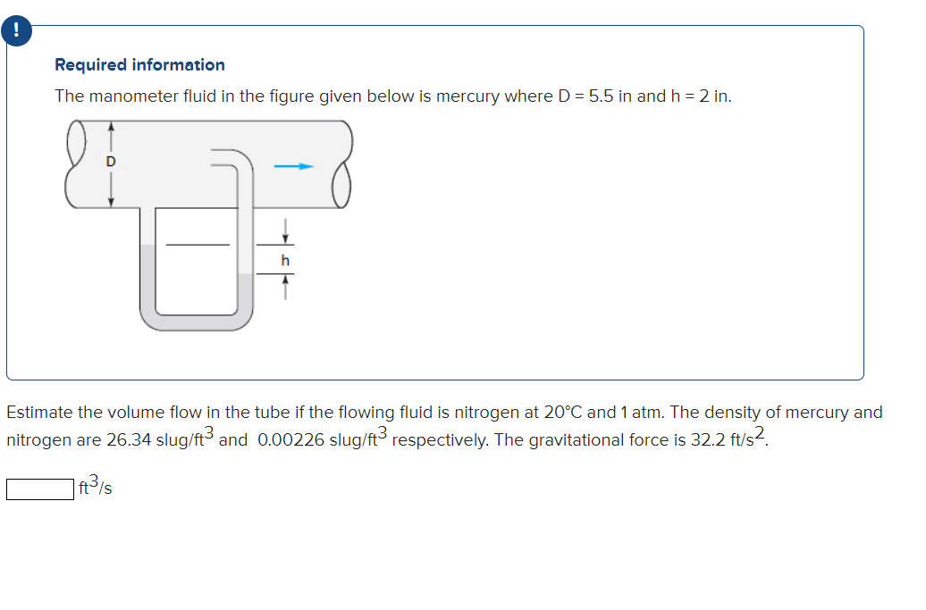 Solved Required Information The Manometer Fluid In The | Chegg.com