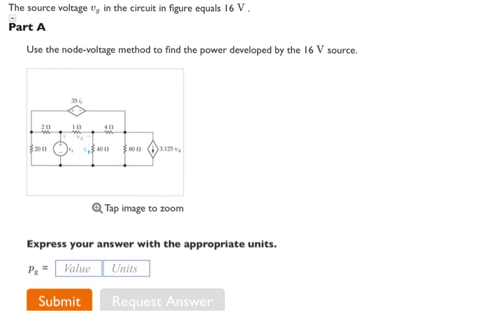 Solved The source voltage vg in the circuit in figure equals | Chegg.com