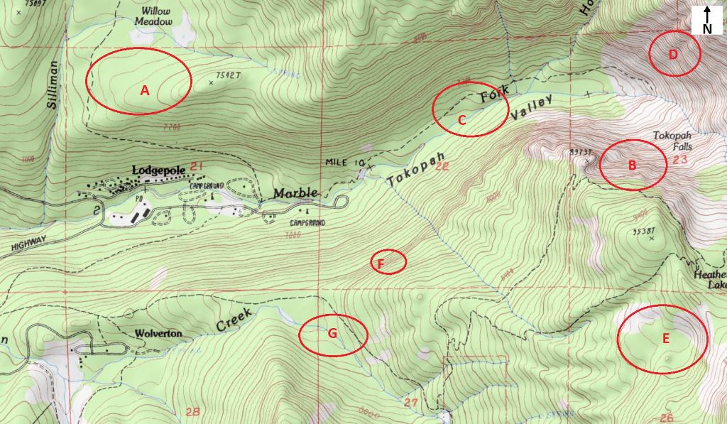 Solved In the topographic map below, there are specific | Chegg.com