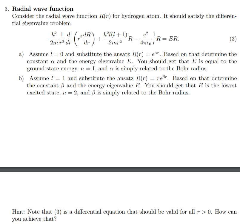 Solved Radial wave function Consider the radial wave | Chegg.com