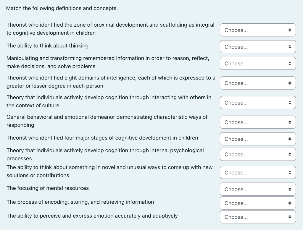 Solved Match The Following Definitions And Concepts. Answer | Chegg.com