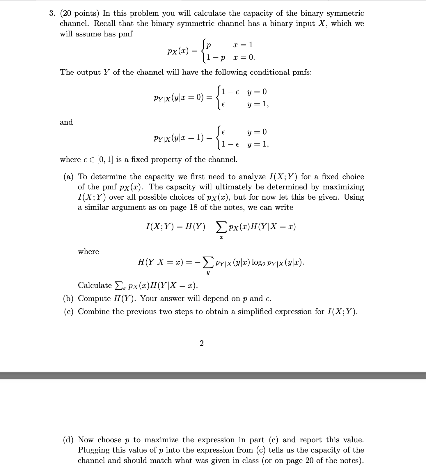 Solved In this problem you will calculate the capacity of | Chegg.com