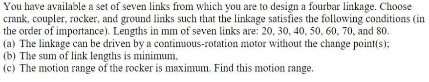 Solved You have available a set of seven links from which | Chegg.com