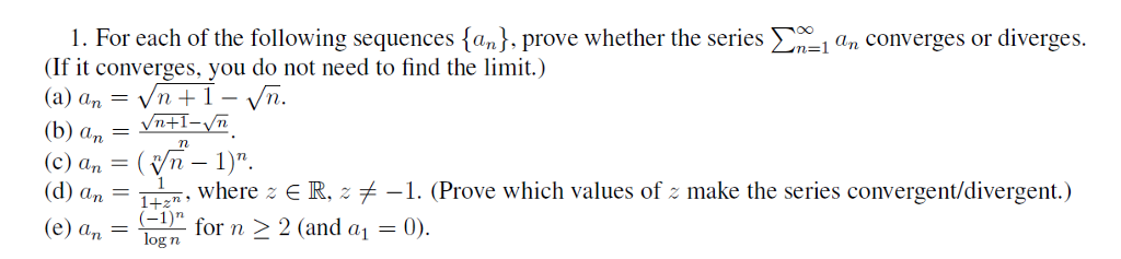 Solved l. For each of the following sequences {a } , prove | Chegg.com
