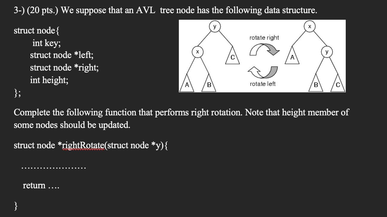 Solved 3-) (20 pts.) We suppose that an AVL tree node has | Chegg.com