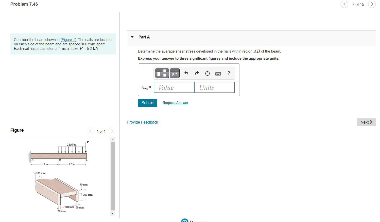 Solved Problem 7.46 7 Of 15 Part A Consider The Beam Shown | Chegg.com