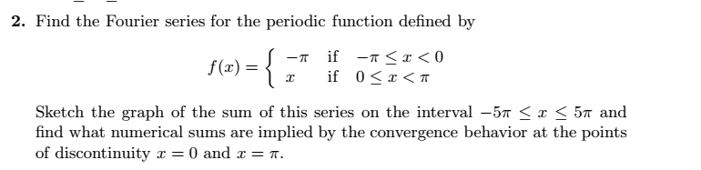 Solved 2. Find the Fourier series for the periodic function | Chegg.com