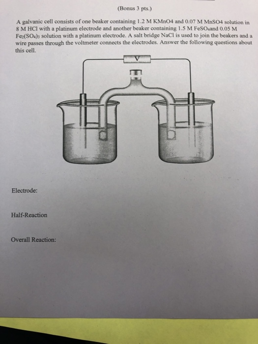 Solved (Bonus 3 pts.) A galvanic cell consists of one beaker | Chegg.com