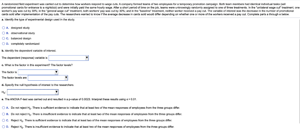 Solved A randomized field experiment was carried out to | Chegg.com