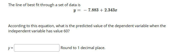 Solved The line of best fit through a set of data is | Chegg.com