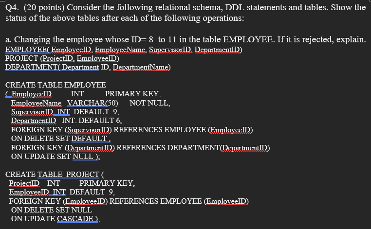 Solved Q4. (20 points) Consider the following relational | Chegg.com