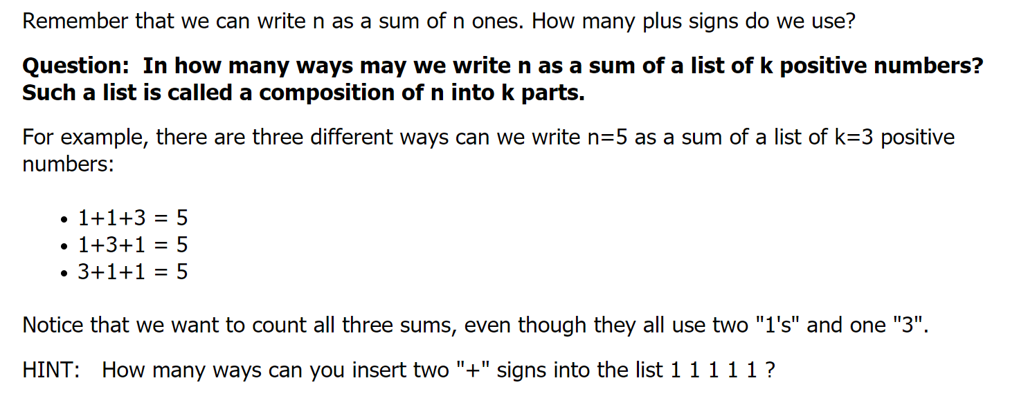 Solved Remember that we can write n as a sum of n ones. How | Chegg.com