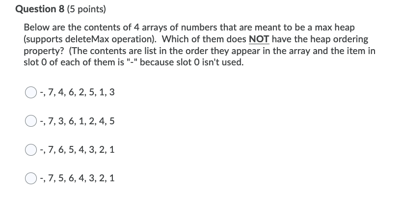 Solved JaVA question 8 Below are the contents of 4 arrays of | Chegg.com