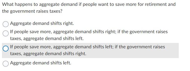 Solved What happens to aggregate demand if people want to | Chegg.com