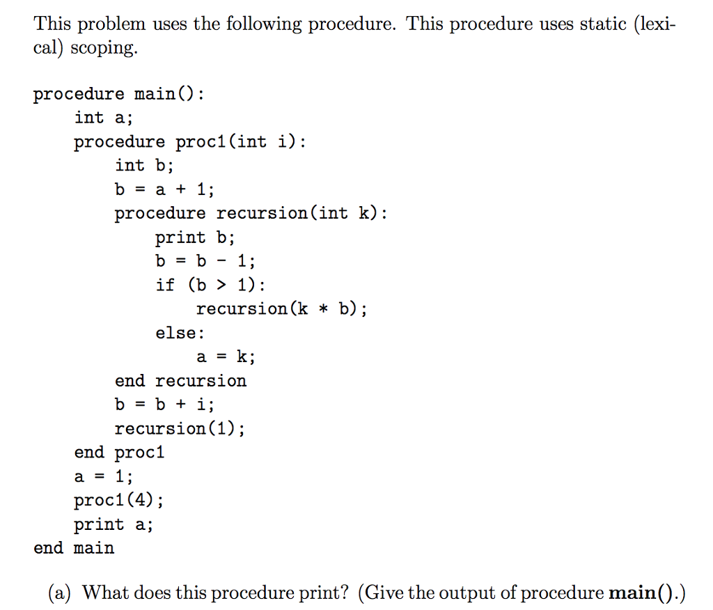 Solved This problem uses the following procedure. This | Chegg.com