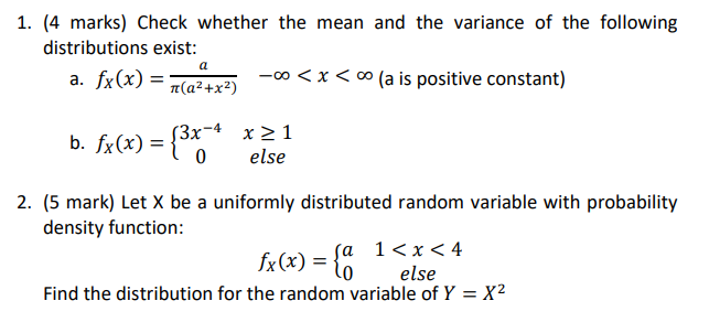 Solved 1. (4 marks) Check whether the mean and the variance | Chegg.com