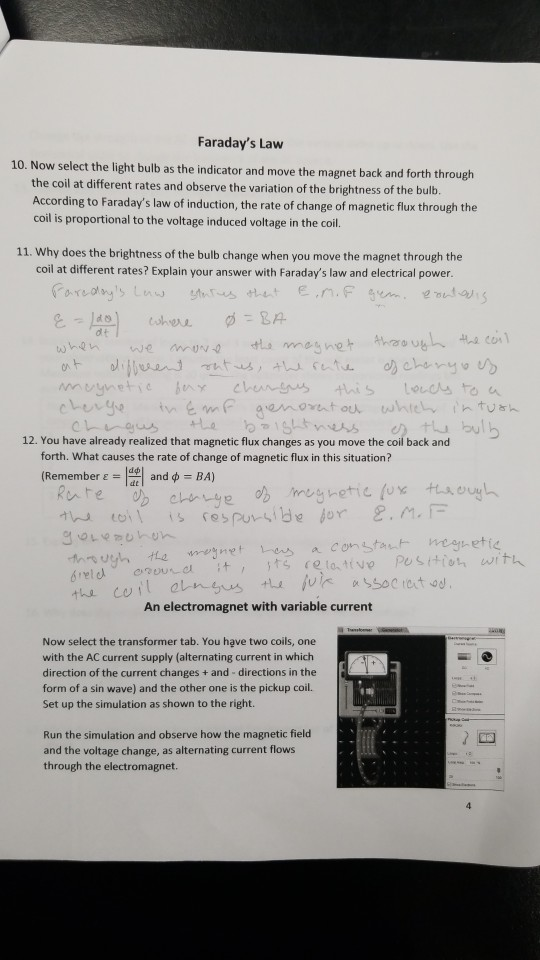 Solved Faraday's Law 10. Now select the light bulb as the