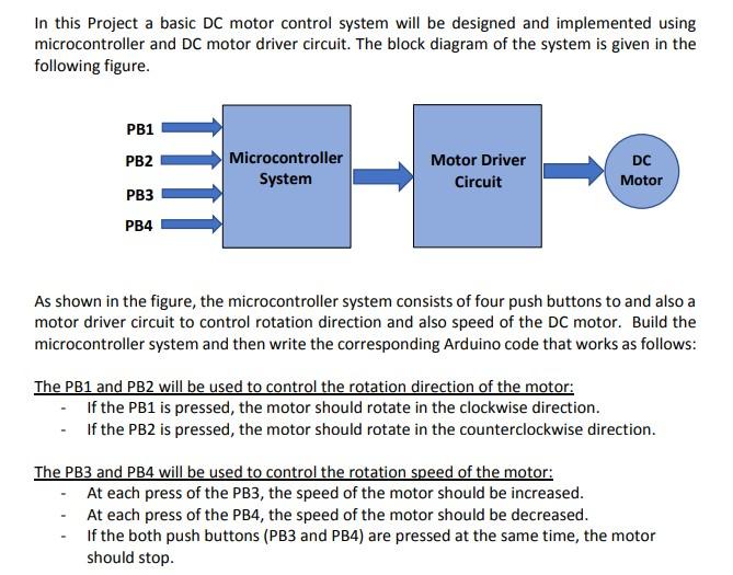 Solved In this Project a basic DC motor control system will Circuit Diagram