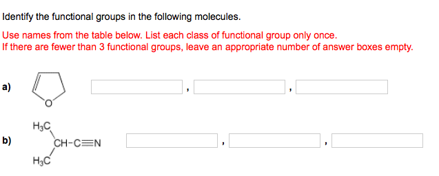 Solved Identify The Functional Groups In The Following