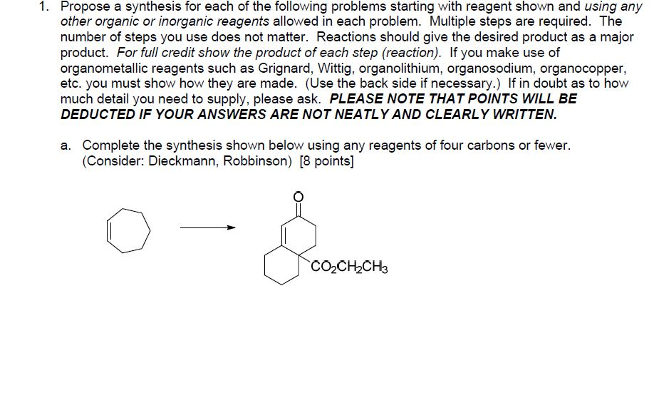 Solved Propose a synthesis for each of the following | Chegg.com