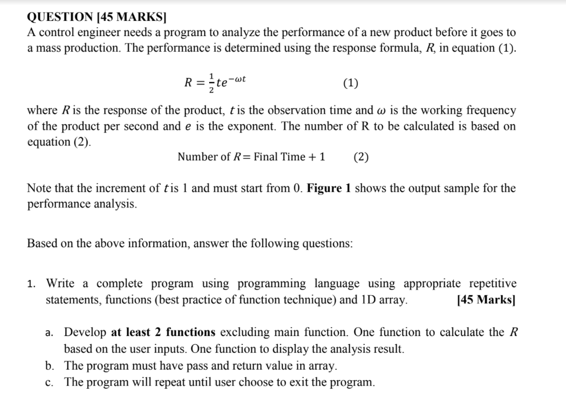 Solved QUESTION (45 MARKS] A control engineer needs a | Chegg.com
