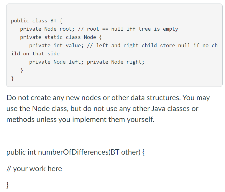 Implement a method to determine how many nodes | Chegg.com